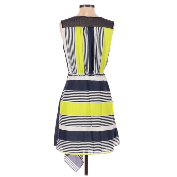 Max & Cleo Dress Asymmetrical Hem Neon Stripe 4 - Picture 3 of 7